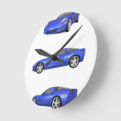 Blue Corvette: Runde Wanduhr (Winkel)