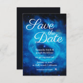 Blue Cosmic Reef Space Foto Save the Date Einladung (Vorne/Hinten)