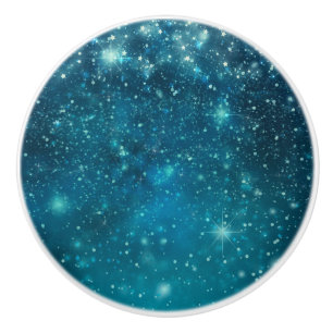 Blue Cosmic Spacey Starry Sky Keramikknauf