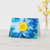 Blue Cosmo Blume Alkohol Tinte Malerei Karte (Gelbe Blume)