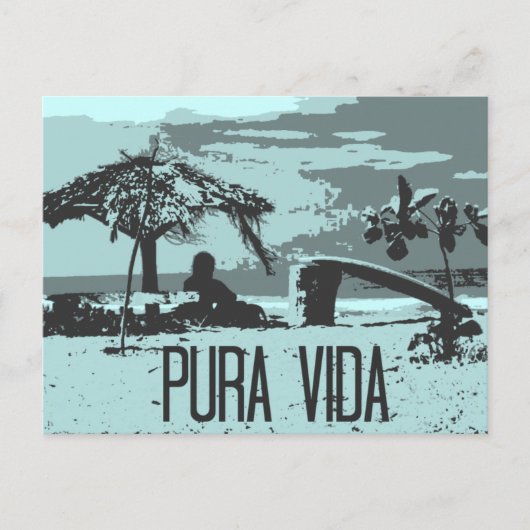 Blue Costa Rica Pura Vida Surfer Postkarte (Vorderseite)