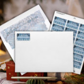 Blue Cosy Kariert Winter Address Label Adressaufkleber