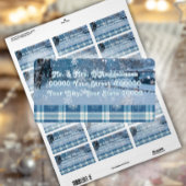 Blue Cosy Kariert Winter Address Label Adressaufkleber