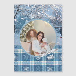 Blue Cosy Kariert Winter Weihnachten Magnetic Card Magnetkarte