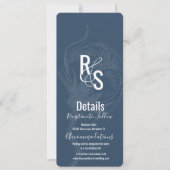 Blue Cotton Pflanze Line Art Wedding Details Einladung (Vorderseite)