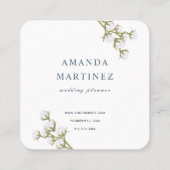Blue Cotton Wreath Square Business Card Quadratische Visitenkarte (Rückseite)