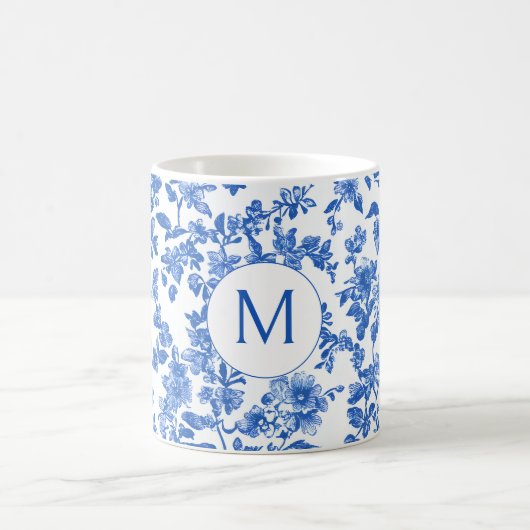 Blue Country Floral Monogram  Kaffeetasse (Mittel)