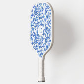 Blue Country Floral Monogram Pickleball Schläger (Links)