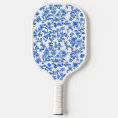 Blue Country Floral Monogram Pickleball Schläger (Rückseite)