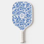 Blue Country Floral Monogram Pickleball Schläger (Vorderseite)