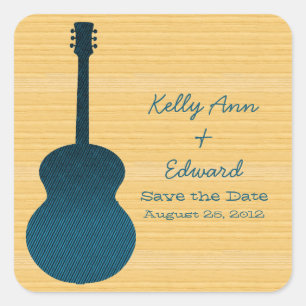 Blue Country Gitarre Save the Date Stickers
