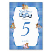 Blue Country Kariert mit Baby Bears Tischnummern (Rückseite)