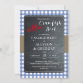 Blue Country Karos Crawfish Boil Engagement Party Einladung (Vorderseite)