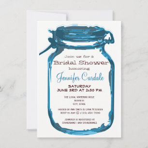 Blue Country Mason Jar Bridal Dusche Einladungen