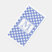 Blue Country Style Gingham Pattern Mit Monogramm Serviette (Ecke)