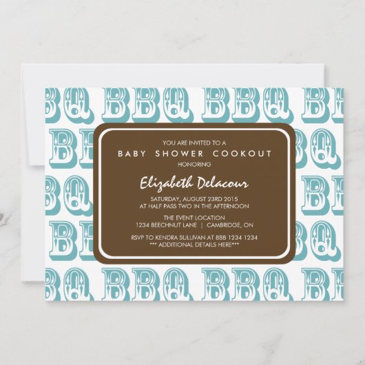 Blue Country Western GRILLEN Baby Dusche Einladung (Vorderseite)