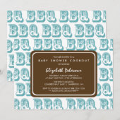 Blue Country Western GRILLEN Baby Dusche Einladung (Vorne/Hinten)