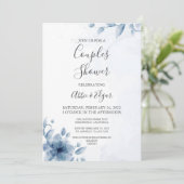 Blue Couples Bridal Dusche Einladung Vorlage (Stehend Vorderseite)
