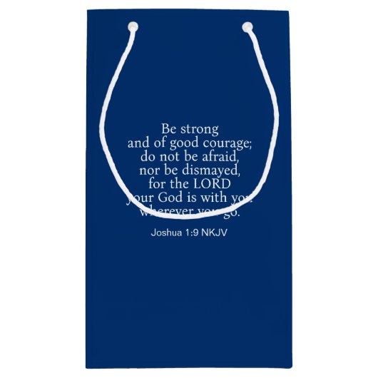 Blue Courage Bible Verse Individuelle Name Einfach Kleine Geschenktüte (Rückseite)