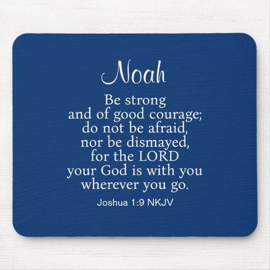 Blue Courage Bible Verse Individuelle Name Einfach Mousepad (Vorne)