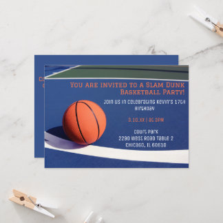 Blue Court Basketball Geburtstag Einladungen