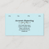 Blue Court Reporter Steno Machine Business Cards Visitenkarte (Rückseite)