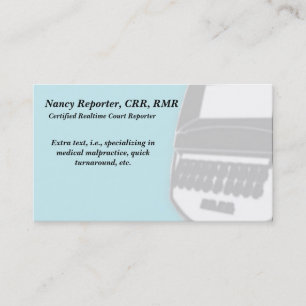 Blue Court Reporter Steno Machine Business Cards Visitenkarte