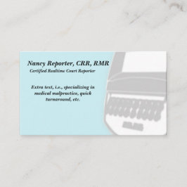 Blue Court Reporter Steno Machine Business Cards Visitenkarte