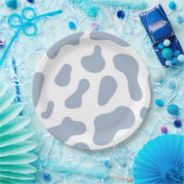 Blue Cow Print Little Cowboy Baby Shower Pappteller (Party)
