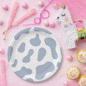 Blue Cow Print Little Cowboy Baby Shower Pappteller (Party)