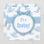 Blue Cowboy Baby Boy Dusche Einladung (Vorne/Hinten)