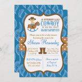 Blue Cowboy Baby Boy Dusche Einladung (Vorne/Hinten)