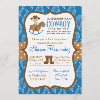 Blue Cowboy Baby Boy Dusche Einladung