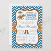 Blue Cowboy Baby Boy Dusche Einladung Zickzack (Vorderseite)