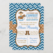 Blue Cowboy Baby Boy Dusche Einladung Zickzack (Vorne/Hinten)