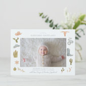 Blue Cowboy Baby Foto Geburtserklärung Ankündigung (Stehend Vorderseite)