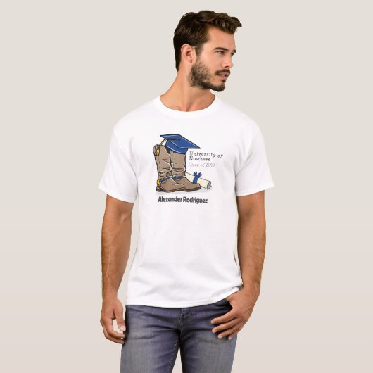 Blue Cowboy Boot Graduation Cap & Diploma T - Shir T-Shirt (Vorne ganz)
