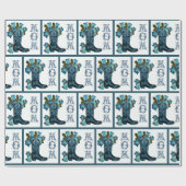 Blue Cowboy Boot mit Blume MAMA Geschenkwrap Geschenkpapier (Flach)