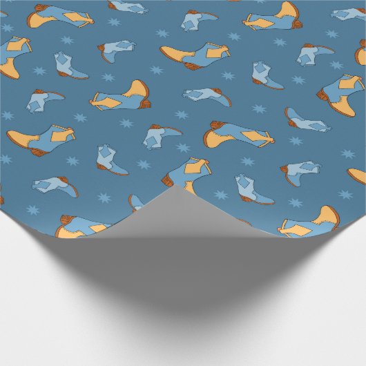 Blue Cowboy Boots Western Gemustert Geschenkpapier (Ecke)