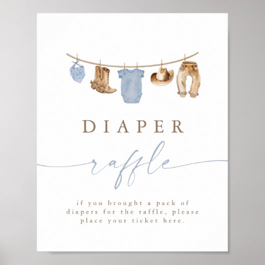 Blue Cowboy Clothesline Diaper Raffle Poster (Vorne)