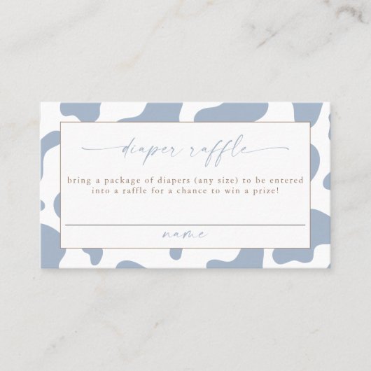 Blue Cowboy Cow Print Diaper Raffle Ticket (Vorderseite)