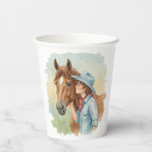 Blue Cowboy Kissing a Horse Birthday Pappbecher (Rückseite)