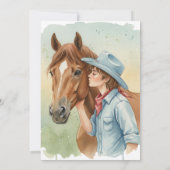Blue Cowboy Kissing a Horse Birthday Party Einladung (Rückseite)