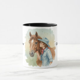 Blue Cowboy Kissing a Horse Birthday Party Gift Tasse