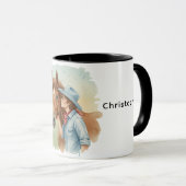 Blue Cowboy Kissing a Horse Birthday Party Gift Tasse (VorderseiteRechts)