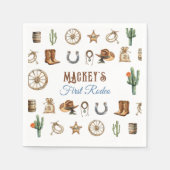 Blue Cowboy Rodeo Erster Geburtstag Wild West Serviette (Vorderseite)