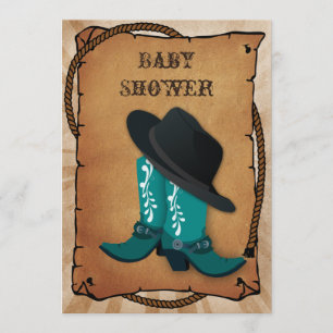 Blue Cowboy Stiefel Western Babydusche Einladung