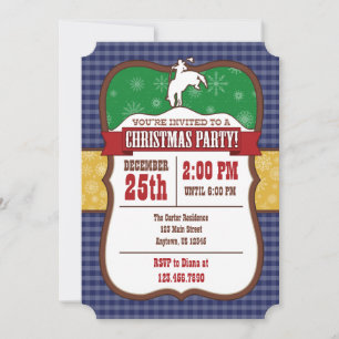 Blue Cowboy Weihnachts-Party Einladung