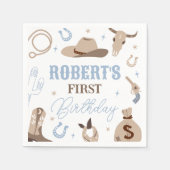 Blue Cowboy Western Birthday Napkins Serviette (Vorderseite)