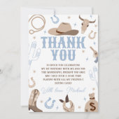 Blue Cowboy Western Thank You Card Einladung (Vorderseite)